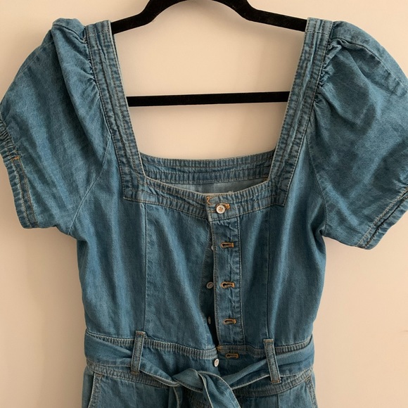 SOLD Anthropologie Square Neck Denim Jumpsuit - Picture 6 of 7